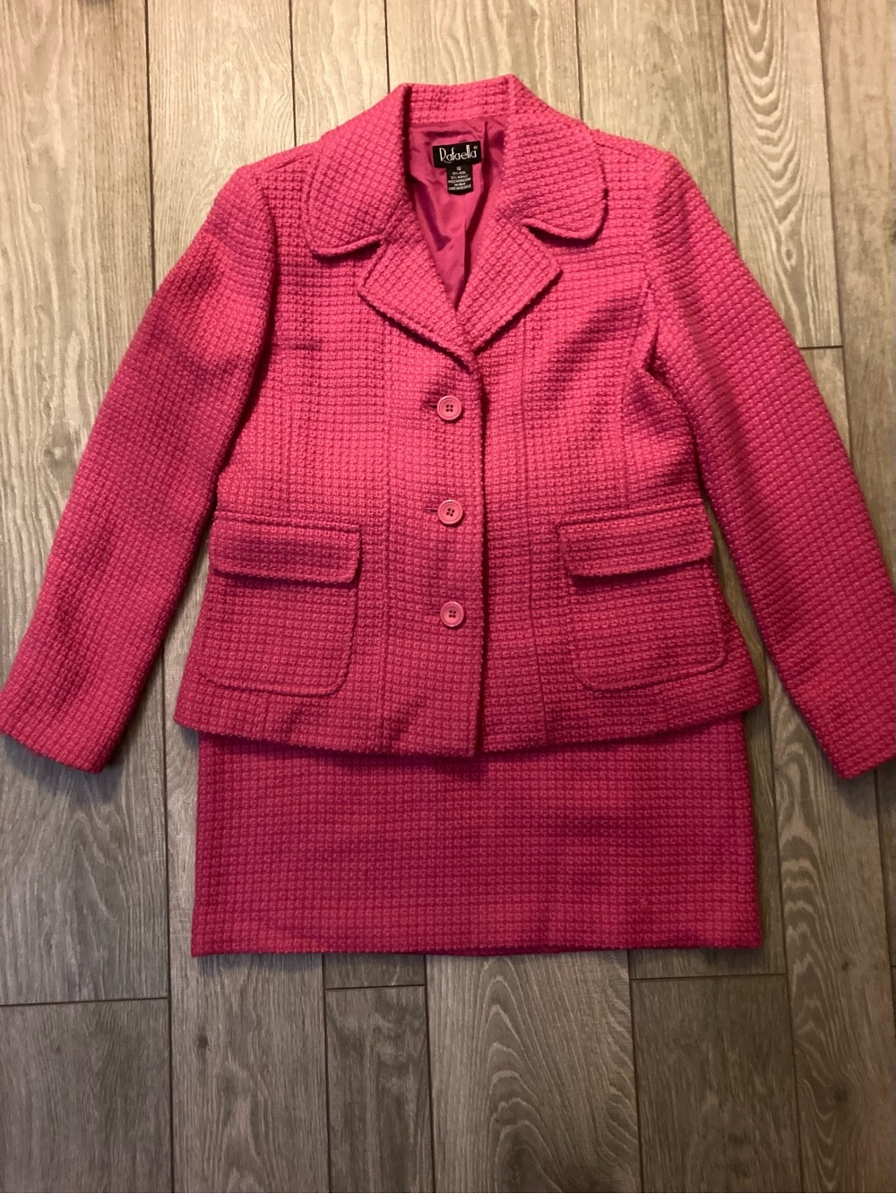 Rafaella Hot Pink Textured Suit Jacket and Skirt